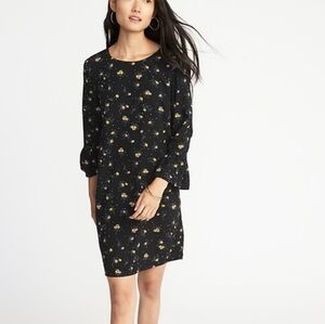 Old Navy, New, Black Ditsy Floral 3/4 Sleeve Shift Dress, Womens Plus Size 2X